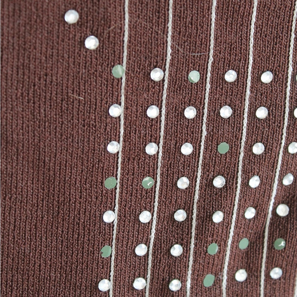 Finity Geometric Pattern Rhinestone Brown Tank Top - Picture 6 of 7